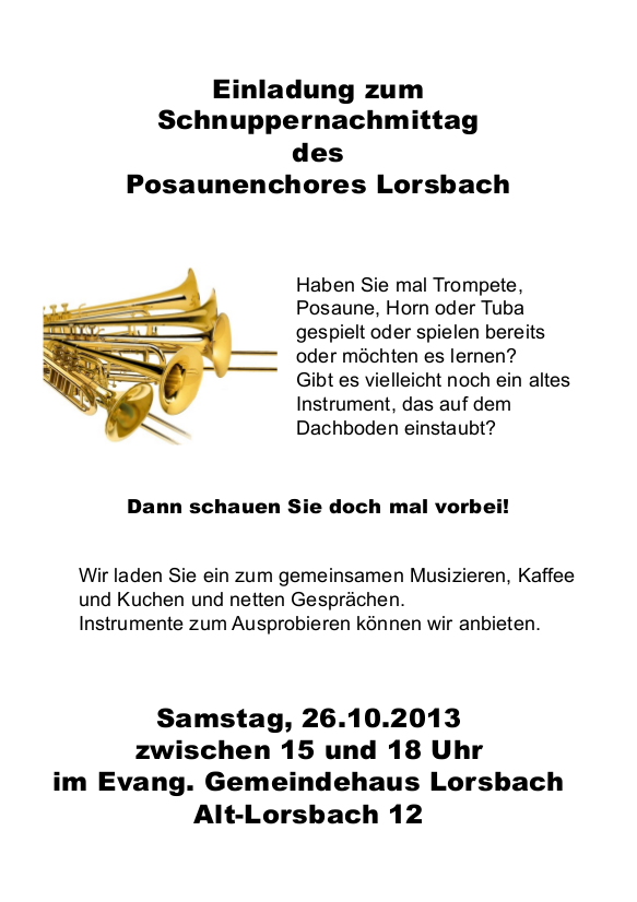 Werbung Posaunenchor Lorsbach